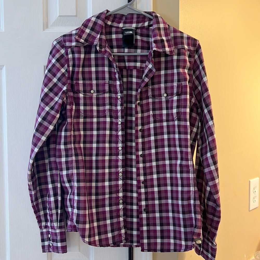 North Face plaid button down shirt